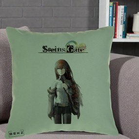 Perna Personalizata Steins Gate Kurisu Makise Anime, 40x40 cm, Verde, Husa Detasabila, Perna Inclusa, BEKZ®