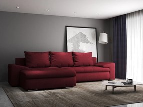 Colțar extensibil dumonde cu ladă de depozitare si sezut confortabil din spuma high-density, Leonardo Enjoy Rosu 260x185 cm