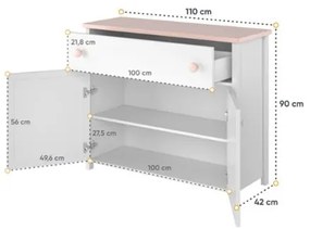 Comoda cu 2 usi si 1 sertar alb Star
