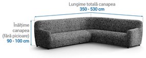 Huse bielastice GLORIA gri colțar (l. 350 - 530 cm)