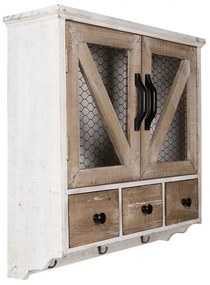 Dulap de perete, natur, din lemn, cu 3 agatatori, Rustica