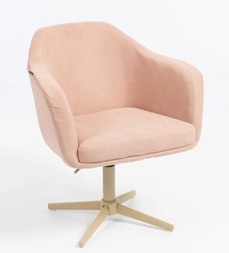 HR832CROSS Scaun Catifea Reiată Premium culoare Roz prăfuit Litchi cu Bază Crem