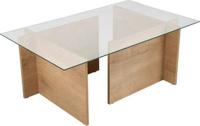 Masuta cafea VETRINO, stejar miere/transparent, sticla/PAL, 105x65x40