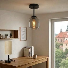 BRILAGI - LED Lustră aplicată R GLASS 1xE27/60W/230V Ø 14 cm negru/gri fumuriu