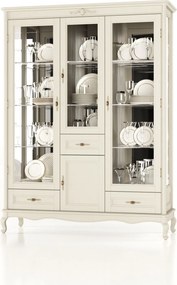 Vitrină lemn masiv Seraphia 4 Uși Oglinzi Laterale, 157 × 52 × 207 cm - Vanilla