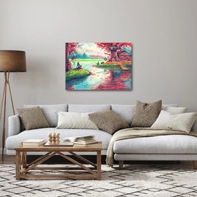 Tablou - Acuarelă, Golf într-un sat de munte (70x50 cm)