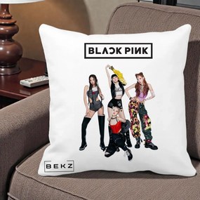 Perna Personalizata K-pop BLACKPINK Fotografie de Grup, 40x40 cm, Alba Mata, Husa Detasabila, Perna Inclusa, BEKZ®