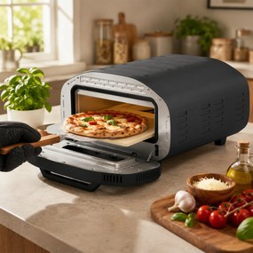 HOMCOM Cuptor pentru pizza pentru interior, cuptor electric de 30,48 cm cu 8 programe, 430 °C, temporizator, piatră ceramică, 2200 W | Aosom Romania