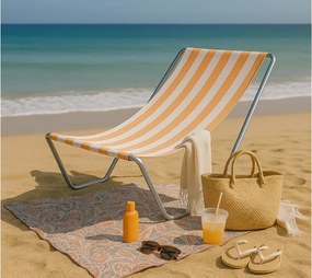 Sezlong pliabil de plaja SAND, dungi portocalii