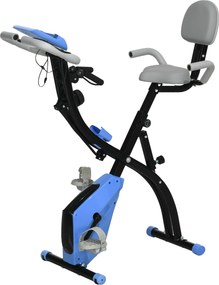 HOMCOM Bicicletă Pliabilă cu 8 Niveluri Rezistență și Corzi Elastice pentru Brațe, Albastru | Aosom Romania