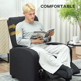 HOMCOM Fotoliu de Relaxare Reclinabil Manual cu Suport pentru Picioare din Țesătură Neagră | Aosom Romania