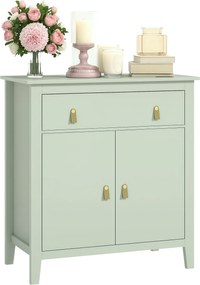 HOMCOM Bufet pentru living, corp de depozitare cu sertar, uși duble, poliță reglabilă, 80 x 40 x 90 cm, verde deschis | Aosom Romania