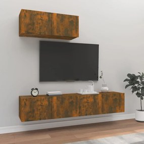 vidaXL Set dulapuri TV, 3 piese, stejar fumuriu, lemn prelucrat