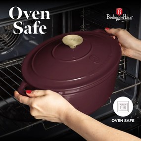Oală din fontă emailată ovală cu capac 30 cm, 4.65L – Berlinger Haus Leonardo Collection BH 6543, potrivită pentru gătit lent și rumenire