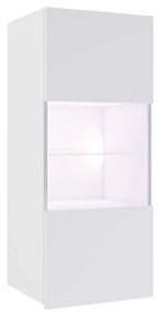 Vitrină de perete Brolani BR11 (alb + alb lucios) (cu iluminat LED alb). Promo -16%. 1106333