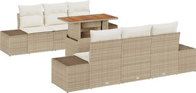 vidaXL Set de canapele pentru grădină 7 pcs Bej Rattan poli