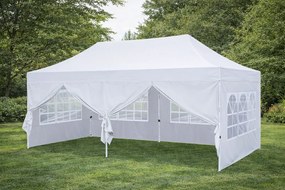 ABCCANOPY – Cort pavilion pliabil 6x3 m, înălțime reglabilă 3 trepte, pereți cu ferestre transparente, impermeabil, protecție împotriva zăpezii și ploii, Alb