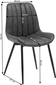 Scaun lemn masiv gri Inchis - Negru, 49 × 85 × 57 cm