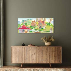 Tablou - Orășel colorat (120x50 cm)