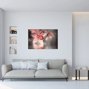 Tablou - Flori și fluture (90x60 cm)