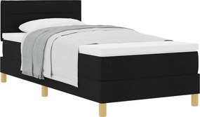 vidaXL Pat cu arcuri cu saltea cu headboard Negru 90 x 200 cm țesătură