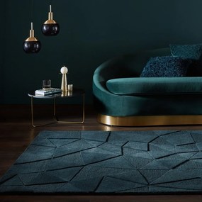 Covor albastru-verde țesut manual din lână 160x230 cm Shard Teal – Flair Rugs