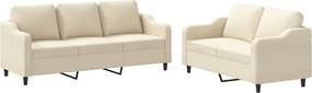 vidaXL Set de canapele cu perne, 2 piese, crem, textil