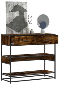 vidaXL Măsuță consolă, stejar fumuriu, 90x35x80 cm, lemn prelucrat