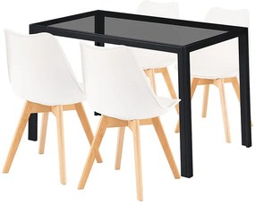 Treva 4+1 set de sufragerie alb-negru