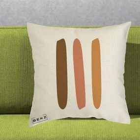 Perna Decorativa Abstract Linii Terracotta, 40x40 cm, Ecru, Husa Detasabila, Perna Inclusa, BEKZ®
