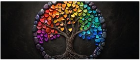 Tablou – Arbore plin de inimi colorate (120x50 cm)