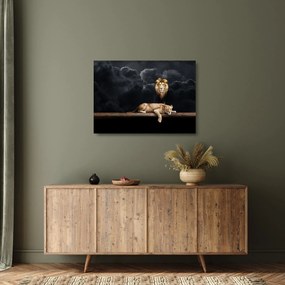 Tablou pe sticlă - Leu și leoaică (70x50 cm)