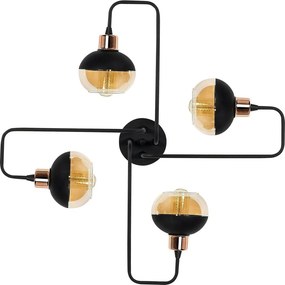 Lustra ANI-N-372, negru, metal/sticla, 72x22 cm