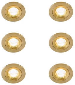 Set de 6 spoturi încastrate moderne aurii rotunde IP44 - Xena
