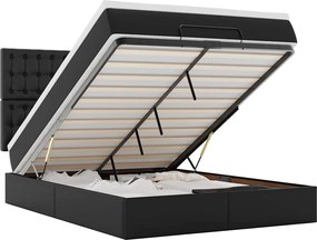 vidaXL Cadru pat otoman cu saltea neagră 140x200cm piele artificială
