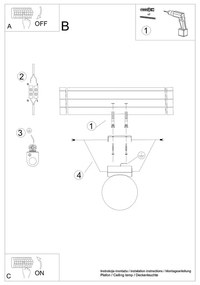 Plafonieră albă cu abajur din sticlă ø 12 cm Umerta – Nice Lamps