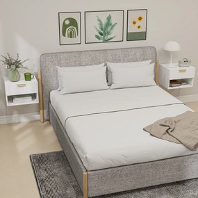 HOMCOM Set de 2 Noptiere Suspendate cu Panouri Canelate, Sertar și Raft, 40x34x29 cm, Alb | Aosom Romania