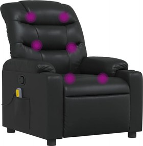 vidaXL Fotoliu rabatabil cu masaj, negru, piele ecologică