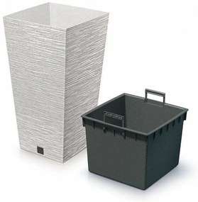 Ghiveci de flori FURU SQUARE ECO WOOD cu inserție24 c m, alb ECO, S