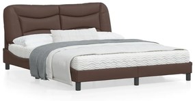 3208011 vidaXL Cadru de pat cu tăblie, maro, 160x200 cm, piele ecologică