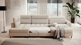 Canapea modulara, extensibila, cu spatiu pentru depozitare, 306x100x165 cm, Berrto R01, Eltap (Culoare: Bej / Raquel 18)