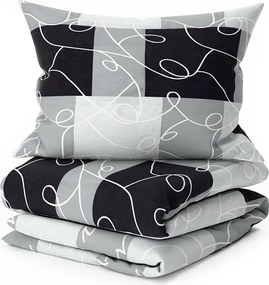 Lenjerie de pat din bumbac SQUARES BLEND gri Dimensiune lenjerie de pat: 70 x 90 cm | 140 x 200 cm
