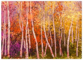 Tablou pe sticlă - Pădurea colorată (70x50 cm)