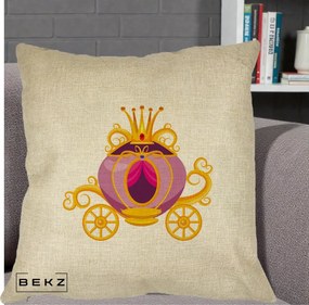 Perna Decorativa Trasura Regala Aurie, 40x40 cm, Crem, Husa Detasabila, Perna Inclusa, BEKZ®