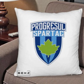 Perna Personalizata Progresul Spartac Fotbal, 40x40 cm, Alb Pufos, Husa Detasabila, Perna Inclusa, BEKZ®
