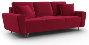 Canapea roșie extensibilă, cu spațiu de depozitare cu tapițerie din catifea 235 cm Kyoto – Cosmopolitan Design