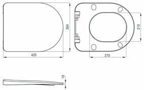 Set vas wc suspendat rimless cu capac soft close gri Deante Poenia