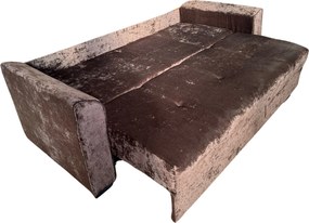 Canapea LILI extensibila, 3 locuri, cu lada de depozitare, stofa plusata, 220x95x80 Maro, Stofa plusata