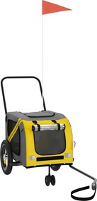 vidaXL Remorcă bicicletă animale companie, galben/negru, oxford/fier