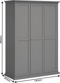 Dulap cu bară pt. umeraşe, gri, PARIS 75353